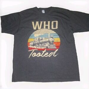 Train Engine Who Tooted Charcoal Gray Tee T-Shirt Size XL Port Company‎